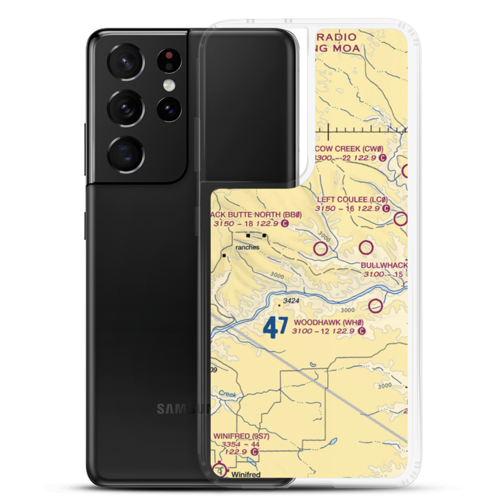 Black Butte North Airport (BB0) VFR Sectional Samsung Case Samsung Galaxy S21 Ultra model shown
