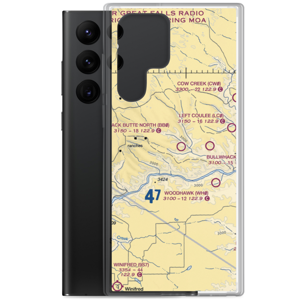 Black Butte North Airport (BB0) VFR Sectional Samsung Case Samsung Galaxy S22 Ultra model shown