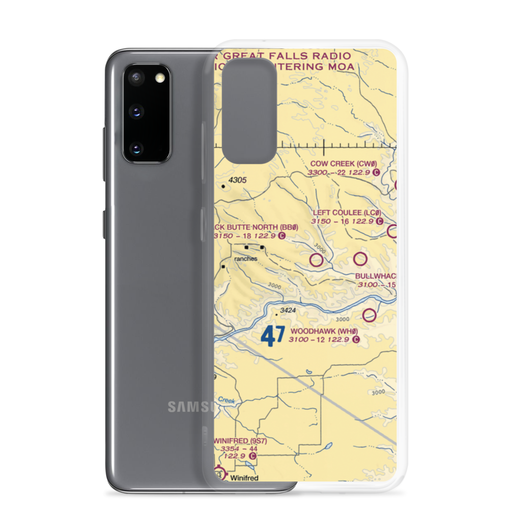 Black Butte North Airport (BB0) VFR Sectional Samsung Case Samsung Galaxy S20 model shown
