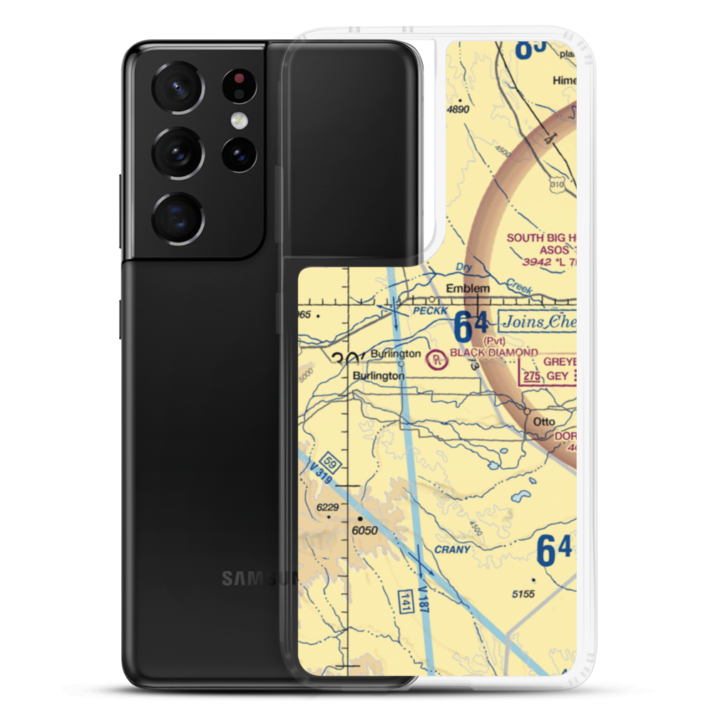 Black Diamond Airport (12WY) VFR Sectional Samsung Case Samsung Galaxy S21 Ultra model shown