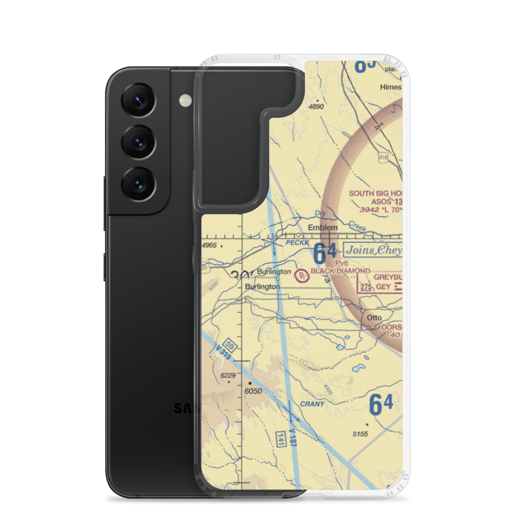 Black Diamond Airport (12WY) VFR Sectional Samsung Case Samsung Galaxy S22 model shown
