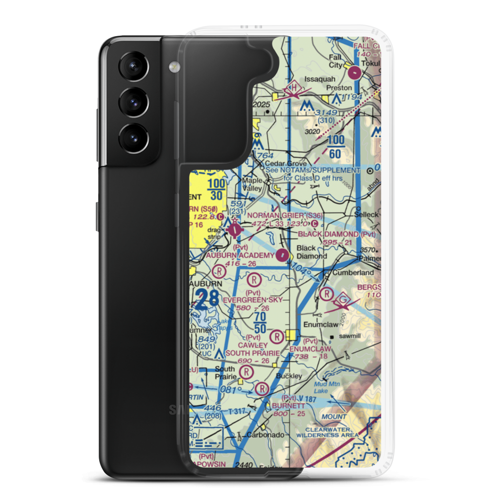 Black Diamond Airport (95WA) VFR Sectional Samsung Case Samsung Galaxy S21 Plus model shown