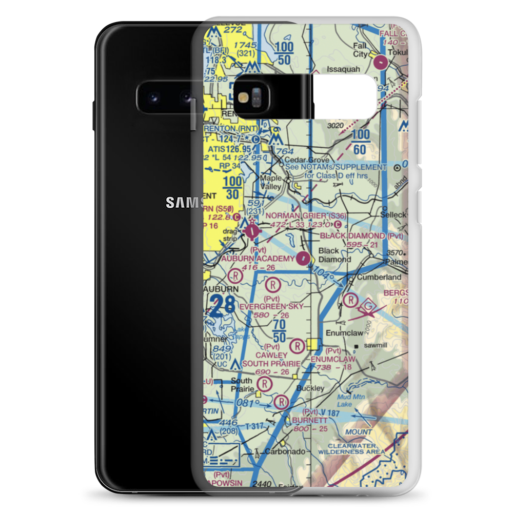 Black Diamond Airport (95WA) VFR Sectional Samsung Case Samsung Galaxy S10+ model shown