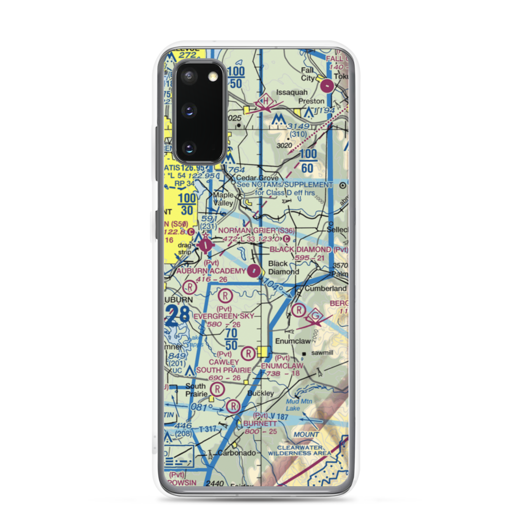 Black Diamond Airport (95WA) VFR Sectional Samsung Case Samsung Galaxy S20 model shown
