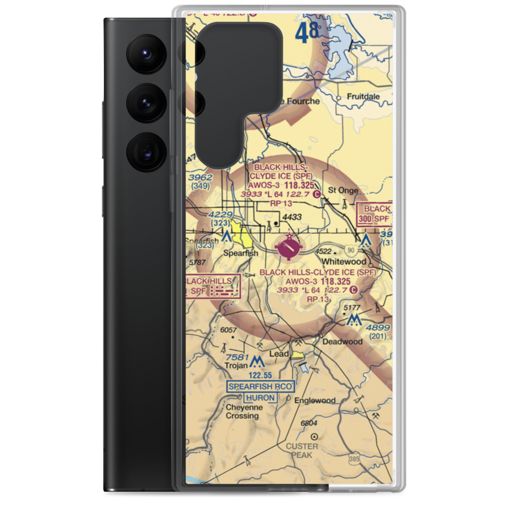 Black Hills Airport-Clyde Ice Field (SPF) VFR Sectional Samsung Case Samsung Galaxy S22 Ultra model shown