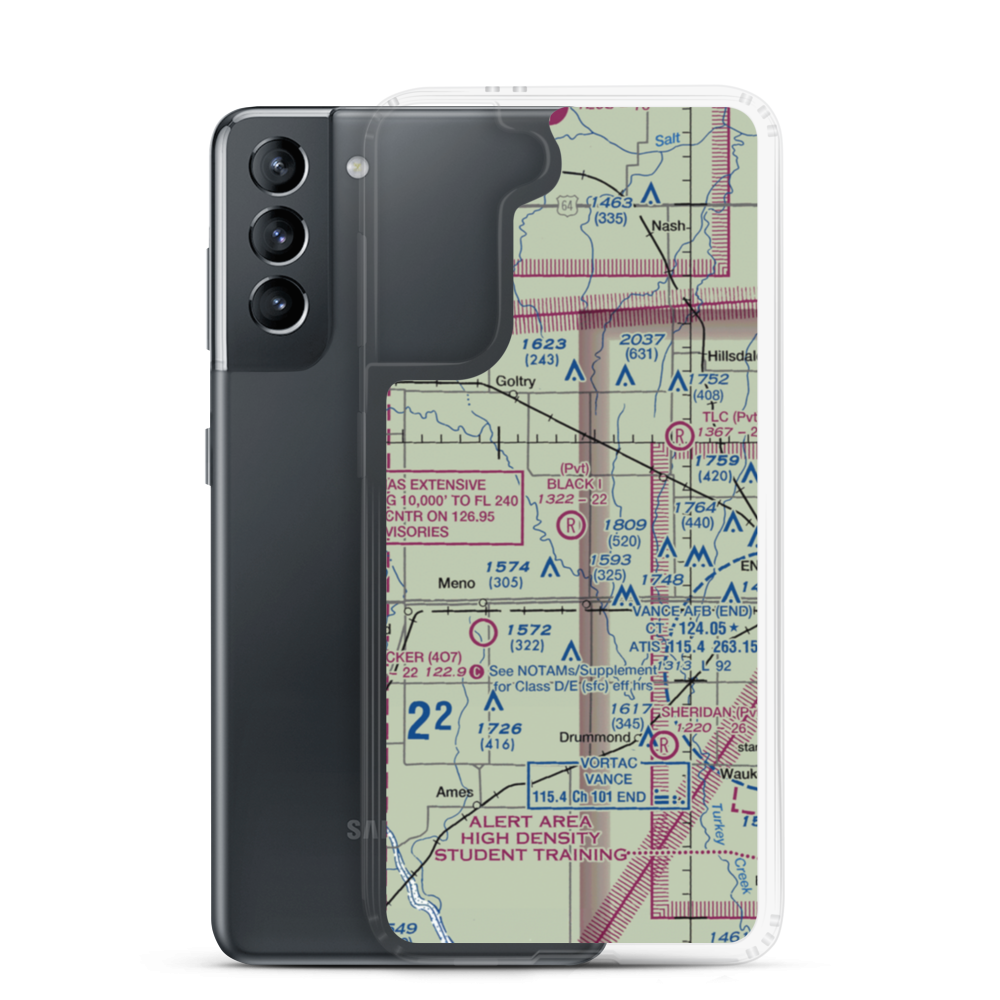 Black I Ranch Airport (8OK4) VFR Sectional Samsung Case Samsung Galaxy S21 model shown