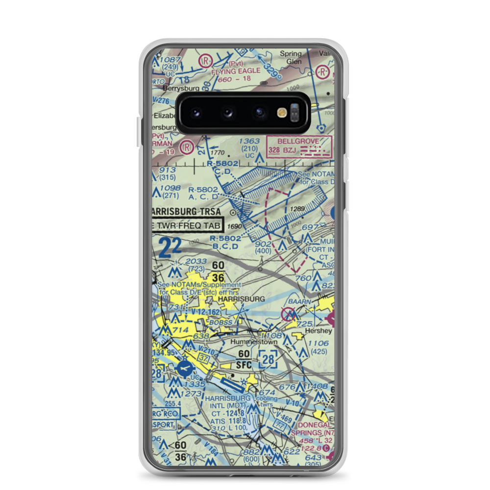 Black Landing Field (PA44) VFR Sectional Samsung Case Samsung Galaxy S10 model shown