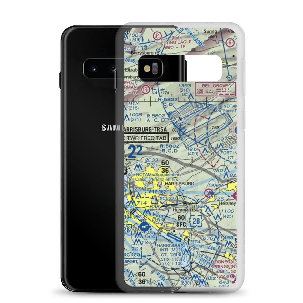 Black Landing Field (PA44) VFR Sectional Samsung Case Samsung Galaxy S10 model shown