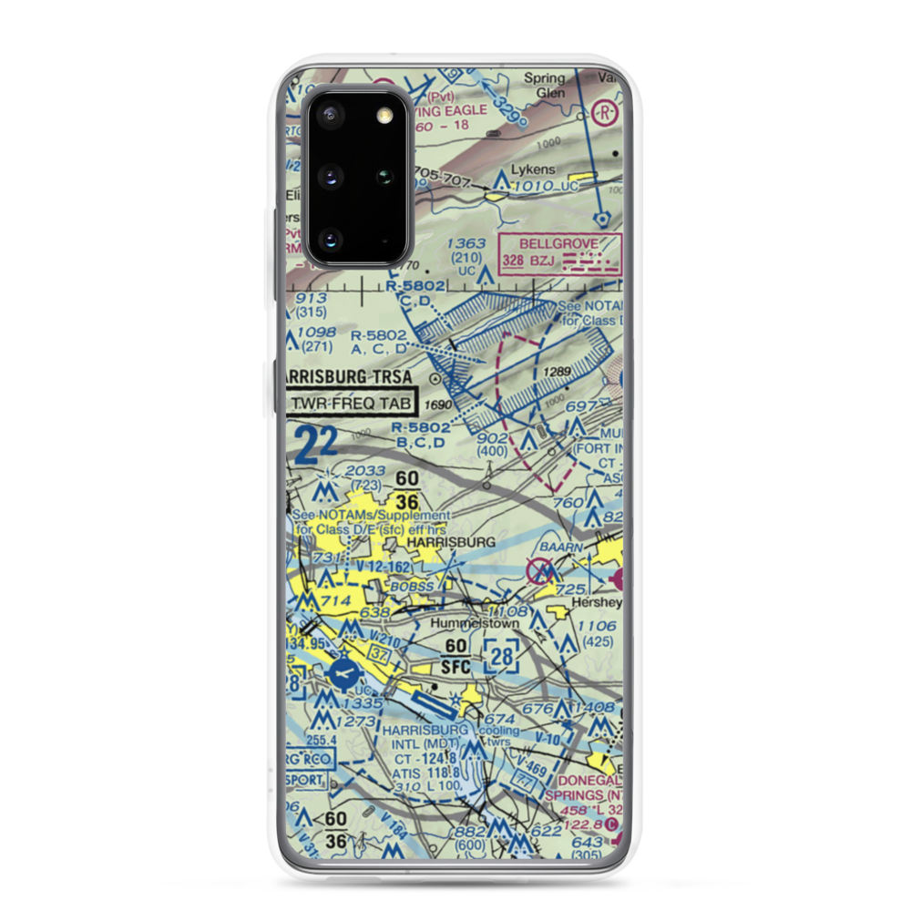 Black Landing Field (PA44) VFR Sectional Samsung Case Samsung Galaxy S20 Plus model shown