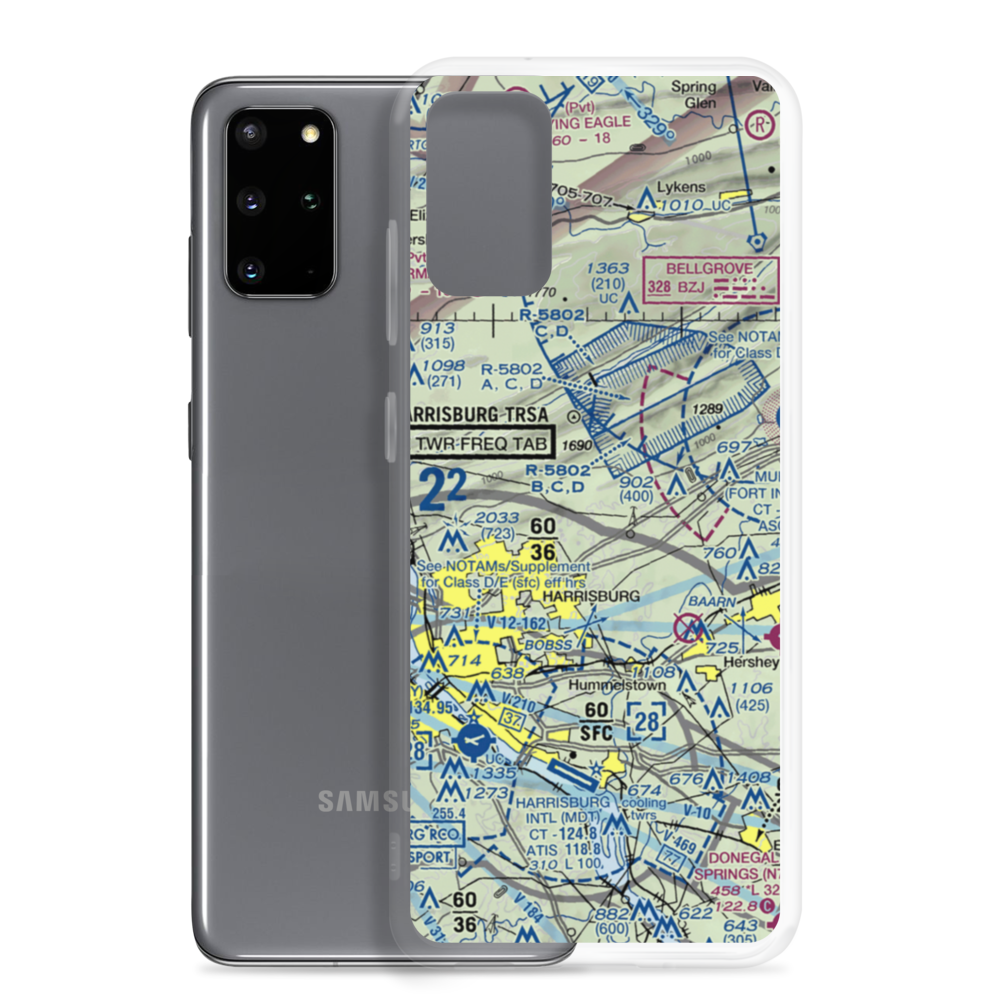Black Landing Field (PA44) VFR Sectional Samsung Case Samsung Galaxy S20 Plus model shown
