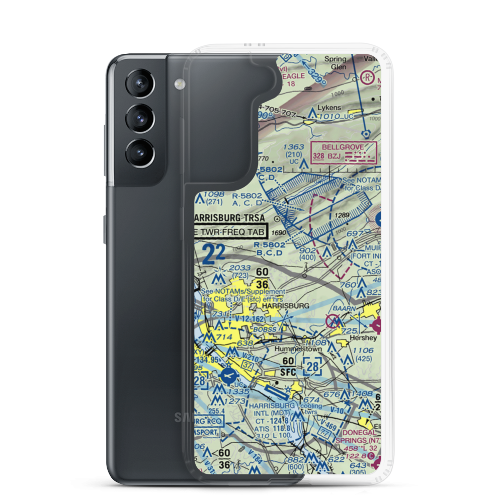 Black Landing Field (PA44) VFR Sectional Samsung Case Samsung Galaxy S21 model shown