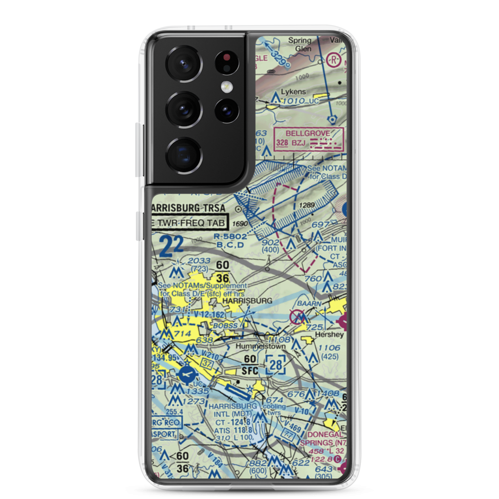 Black Landing Field (PA44) VFR Sectional Samsung Case Samsung Galaxy S21 Ultra model shown
