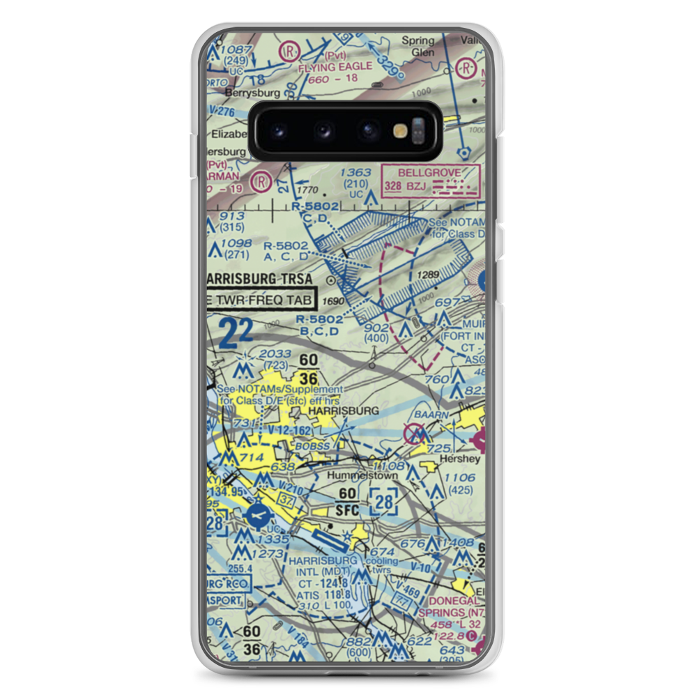 Black Landing Field (PA44) VFR Sectional Samsung Case Samsung Galaxy S10+ model shown