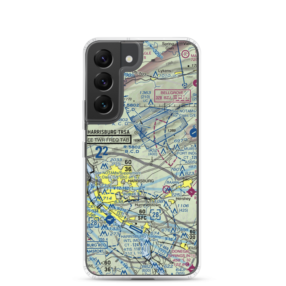 Black Landing Field (PA44) VFR Sectional Samsung Case Samsung Galaxy S22 model shown