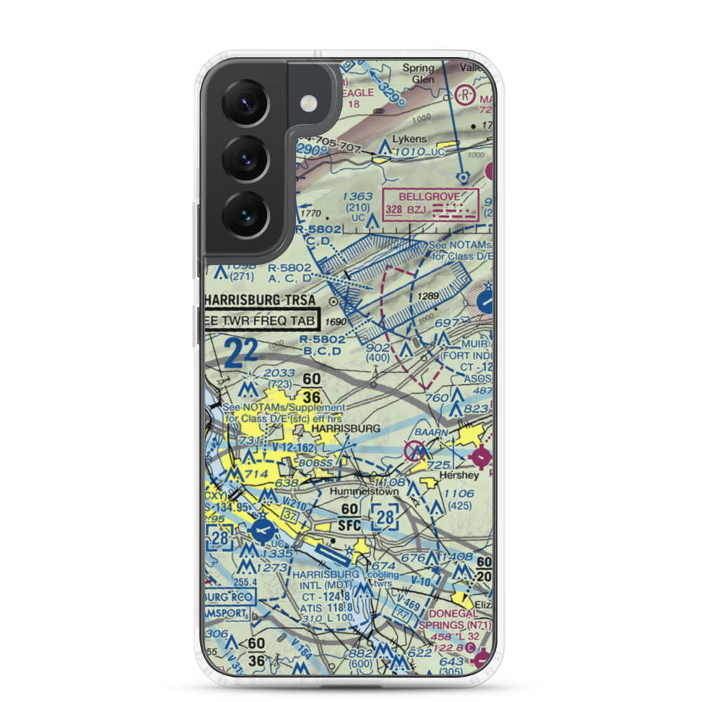 Black Landing Field (PA44) VFR Sectional Samsung Case Samsung Galaxy S22 Plus model shown