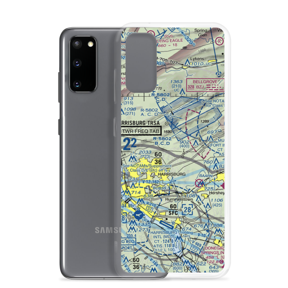 Black Landing Field (PA44) VFR Sectional Samsung Case Samsung Galaxy S20 model shown