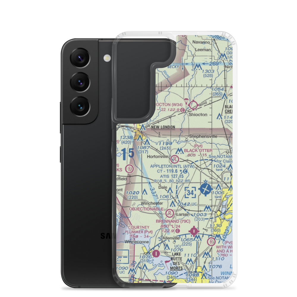Black Otter Airport (9WI1) VFR Sectional Samsung Case Samsung Galaxy S22 model shown
