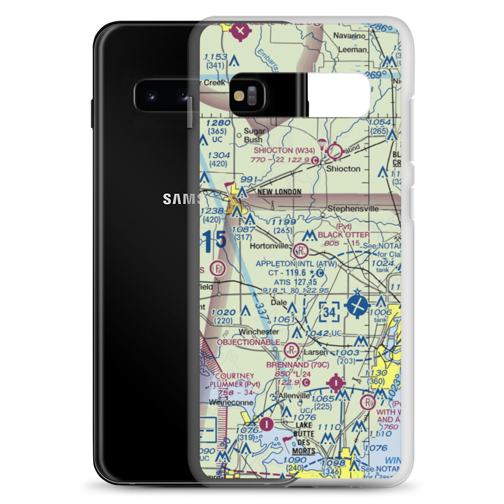 Black Otter Airport (9WI1) VFR Sectional Samsung Case Samsung Galaxy S10+ model shown