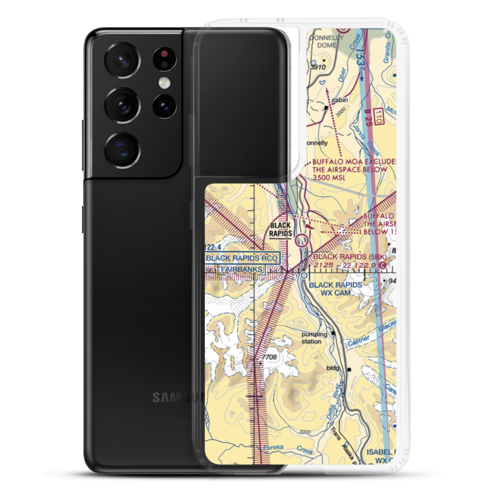 Black Rapids Airport (5BK) VFR Sectional Samsung Case Samsung Galaxy S21 Ultra model shown