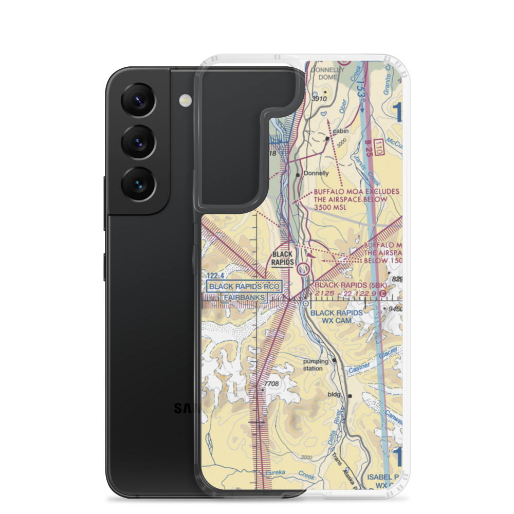 Black Rapids Airport (5BK) VFR Sectional Samsung Case Samsung Galaxy S22 model shown
