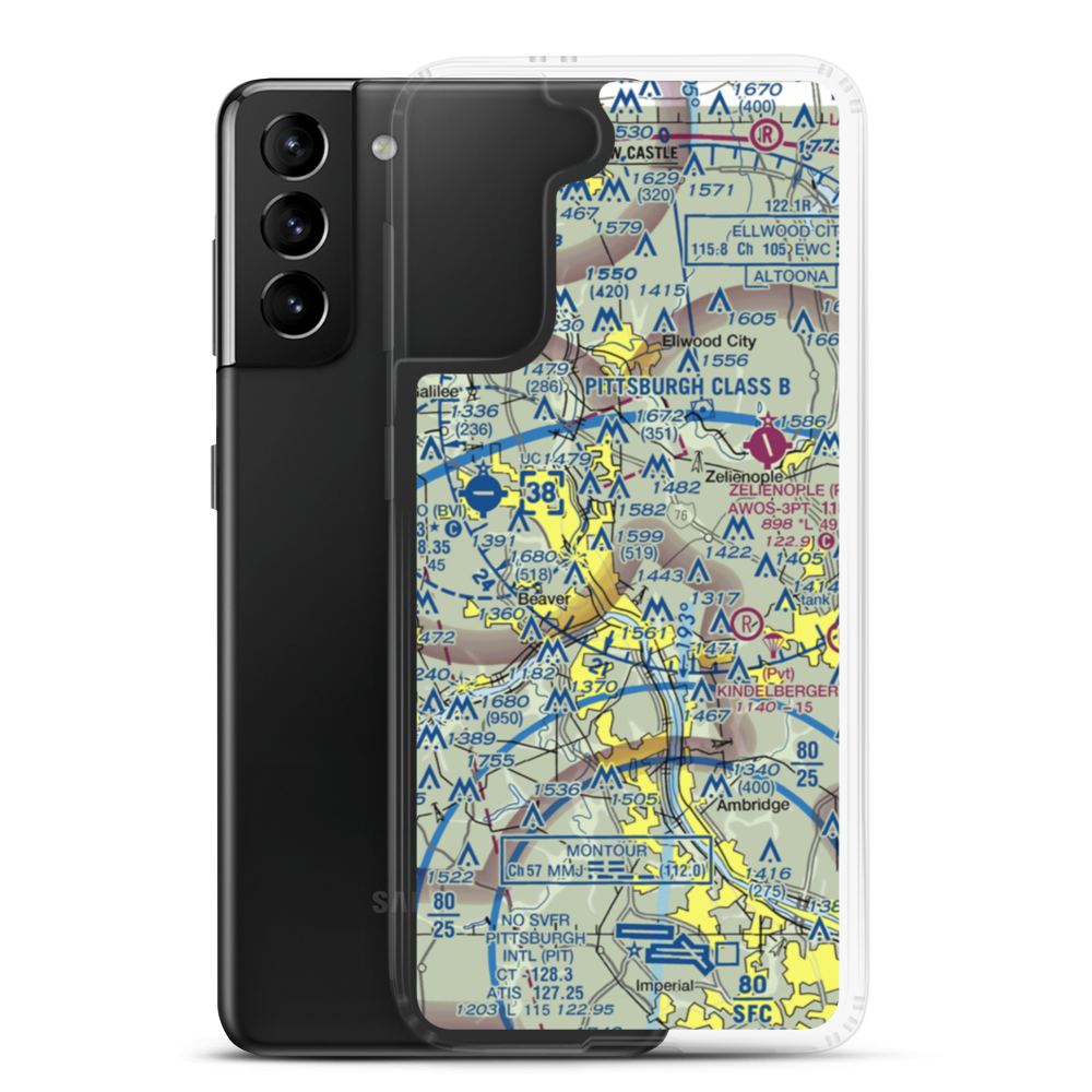 Black Rock Airport (32PN) VFR Sectional Samsung Case Samsung Galaxy S21 Plus model shown