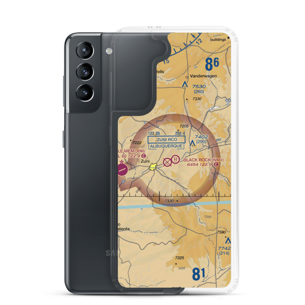 Black Rock Airport (ZUN) VFR Sectional Samsung Case Samsung Galaxy S21 model shown