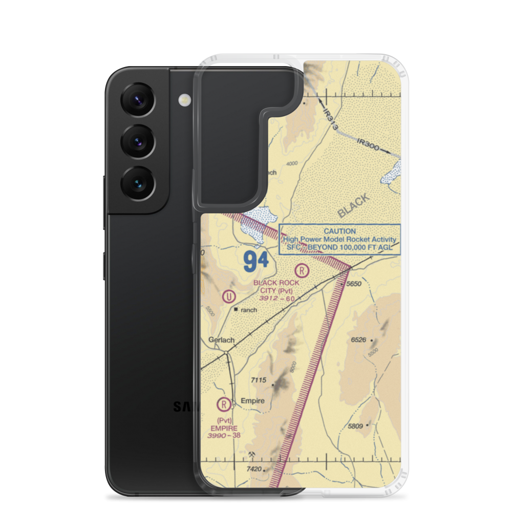 Black Rock City Airport (88NV) VFR Sectional Samsung Case Samsung Galaxy S22 model shown