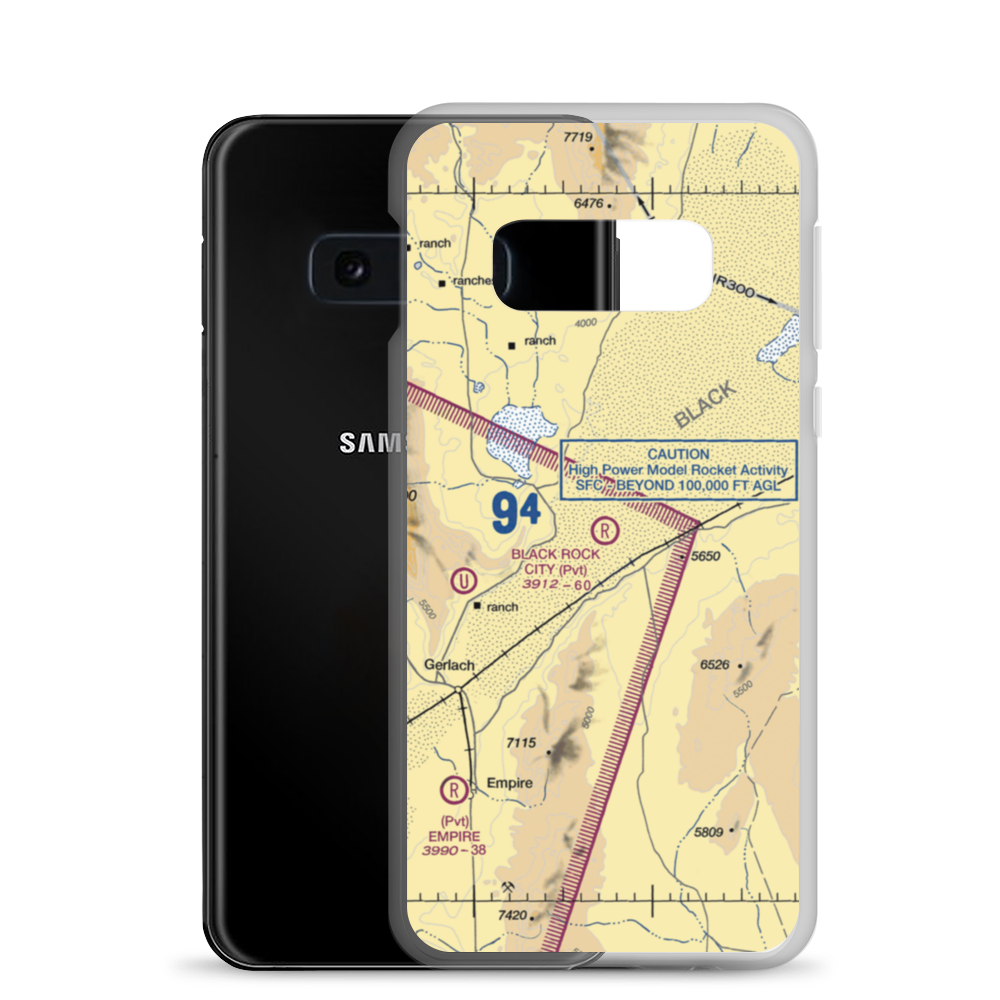Black Rock City Airport (88NV) VFR Sectional Samsung Case Samsung Galaxy S10e model shown