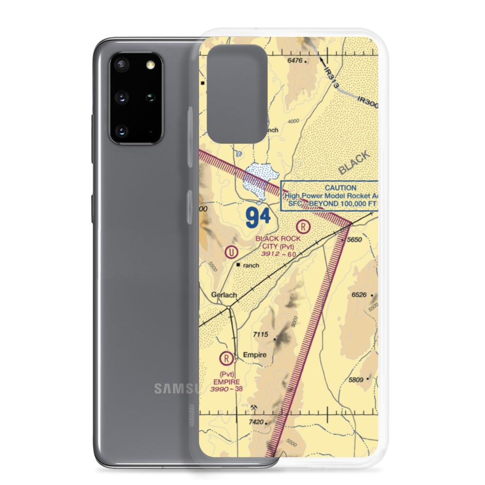 Black Rock City Airport (BRC) VFR Sectional Samsung Case Samsung Galaxy S20 Plus model shown