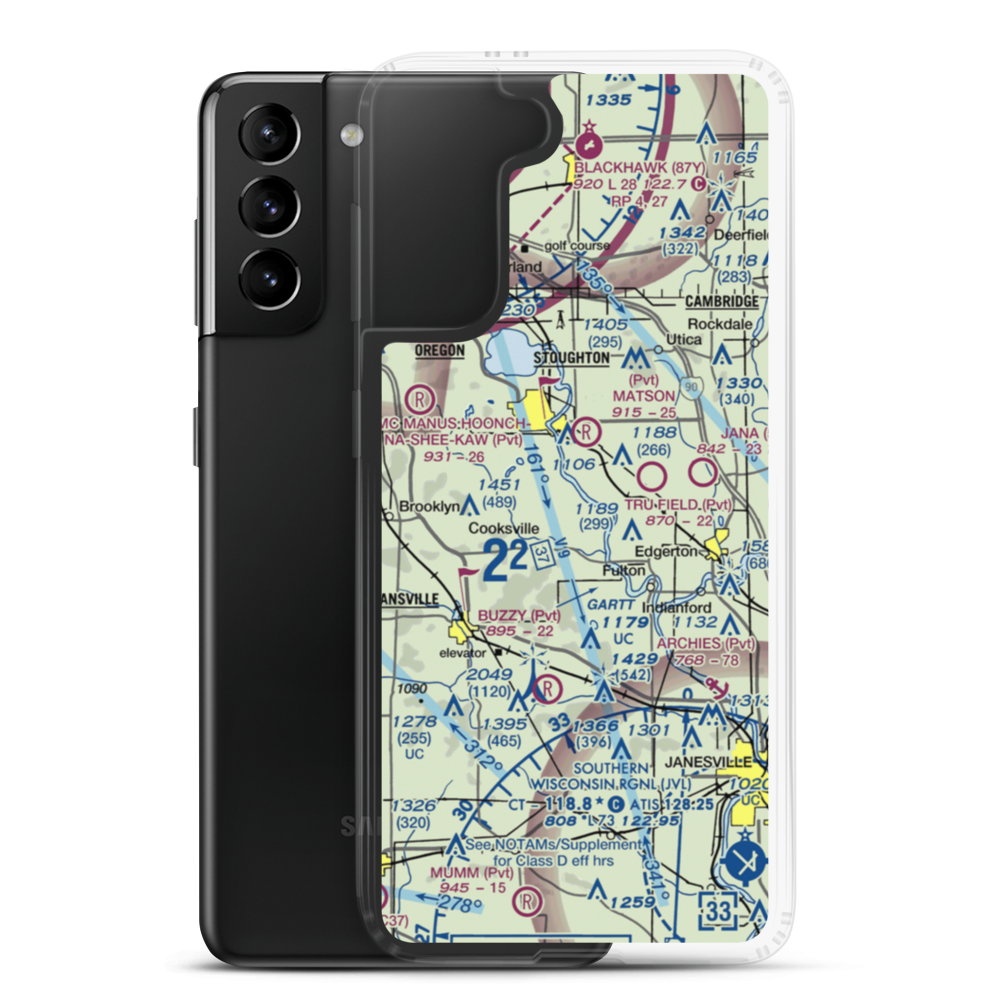 Blackburn Airport (WI98) VFR Sectional Samsung Case Samsung Galaxy S21 Plus model shown