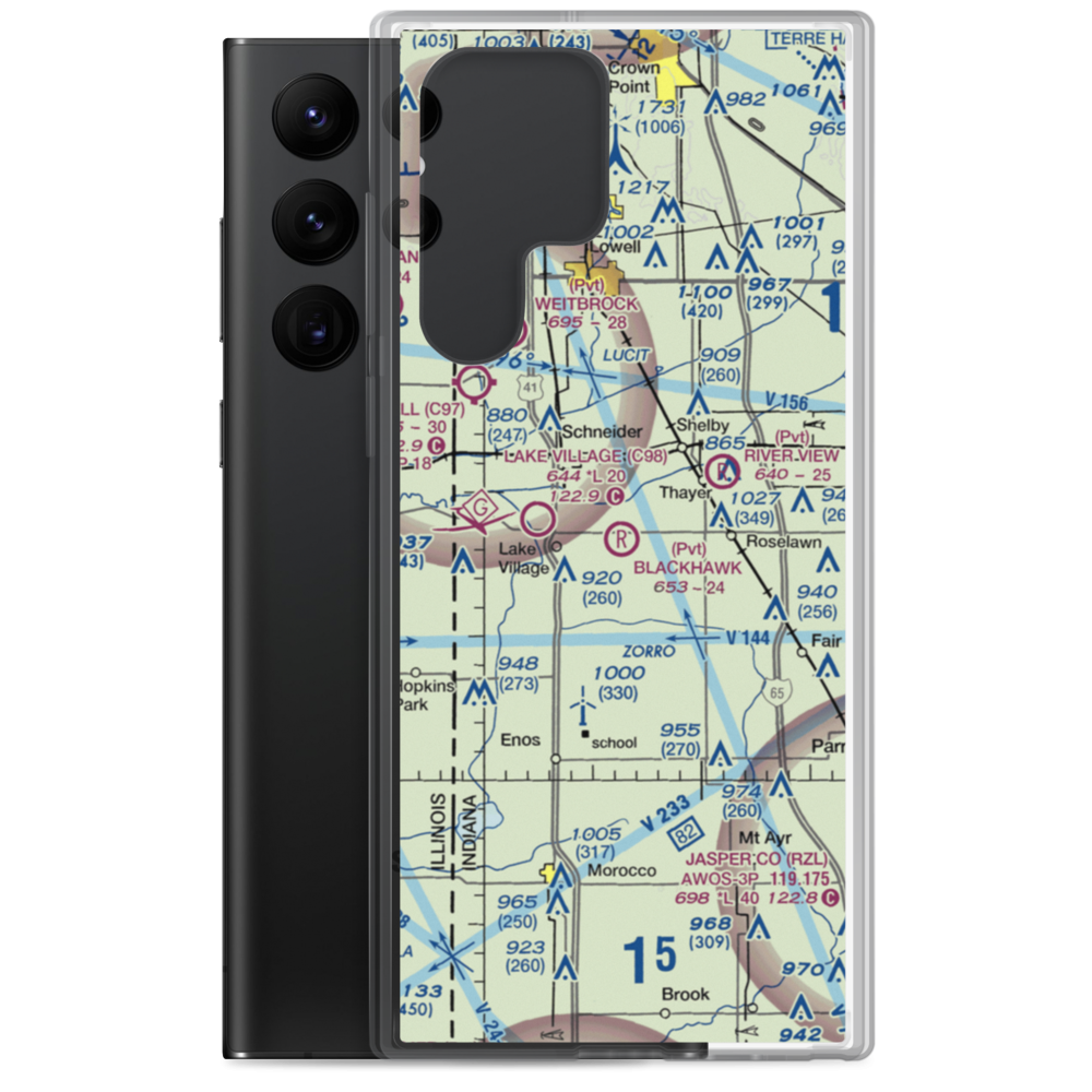 Blackhawk Airport (IN39) VFR Sectional Samsung Case Samsung Galaxy S22 Ultra model shown