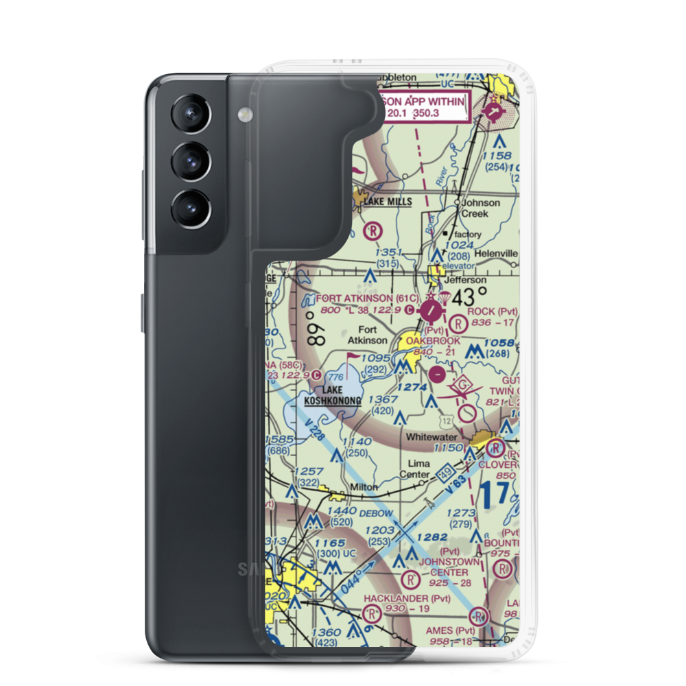 Blackhawk Island Airport (1WI9) VFR Sectional Samsung Case Samsung Galaxy S21 model shown