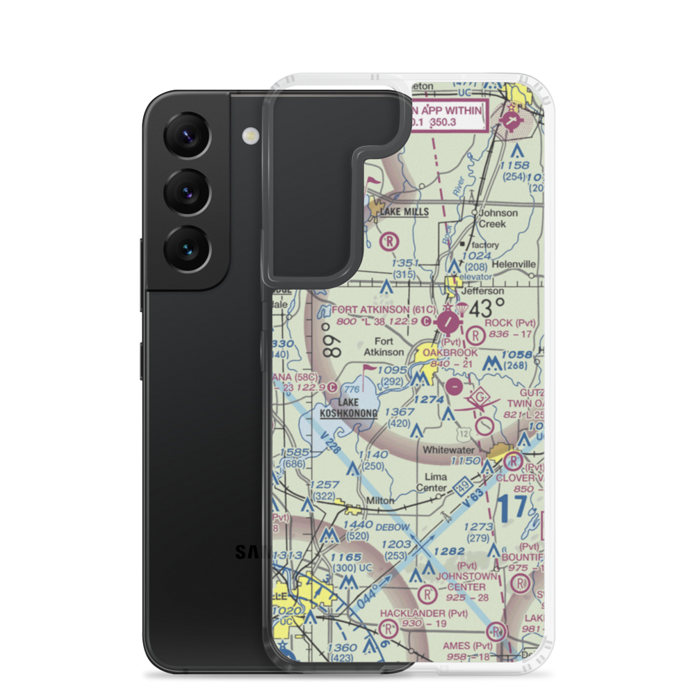 Blackhawk Island Airport (1WI9) VFR Sectional Samsung Case Samsung Galaxy S22 model shown