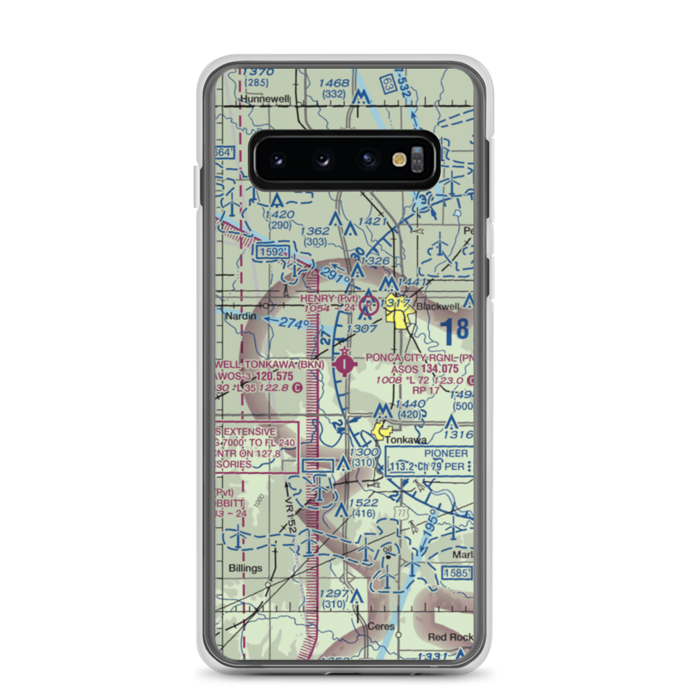 Blackwell Tonkawa Municipal Airport (BKN) VFR Sectional Samsung Case Samsung Galaxy S10 model shown