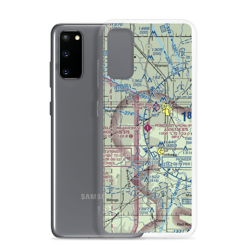 Blackwell Tonkawa Municipal Airport (BKN) VFR Sectional Samsung Case Samsung Galaxy S20 model shown