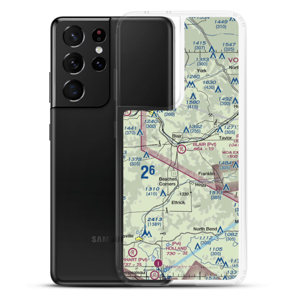 Blair Airport (WI49) VFR Sectional Samsung Case Samsung Galaxy S21 Ultra model shown