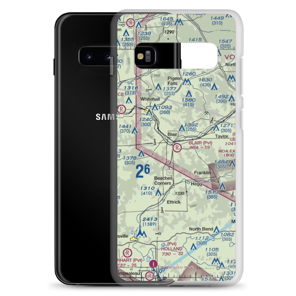 Blair Airport (WI49) VFR Sectional Samsung Case Samsung Galaxy S10+ model shown