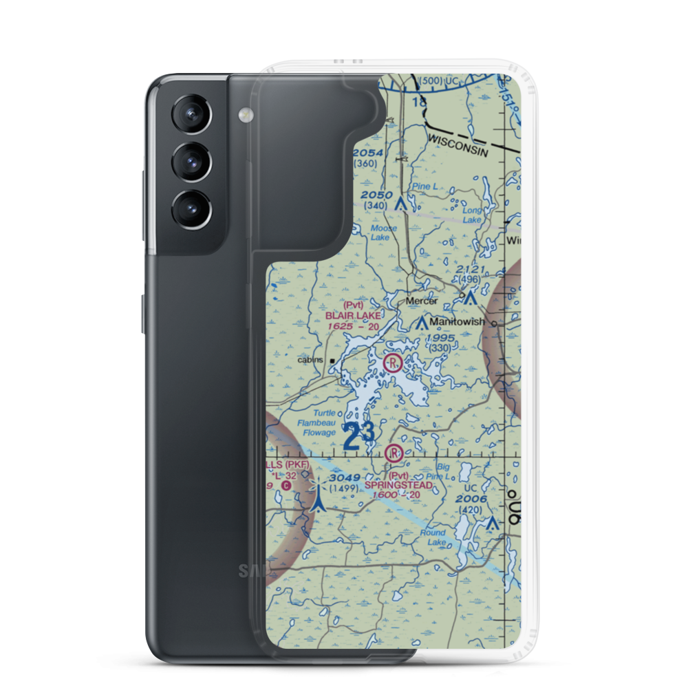 Blair Lake Airport (2WI5) VFR Sectional Samsung Case Samsung Galaxy S21 model shown
