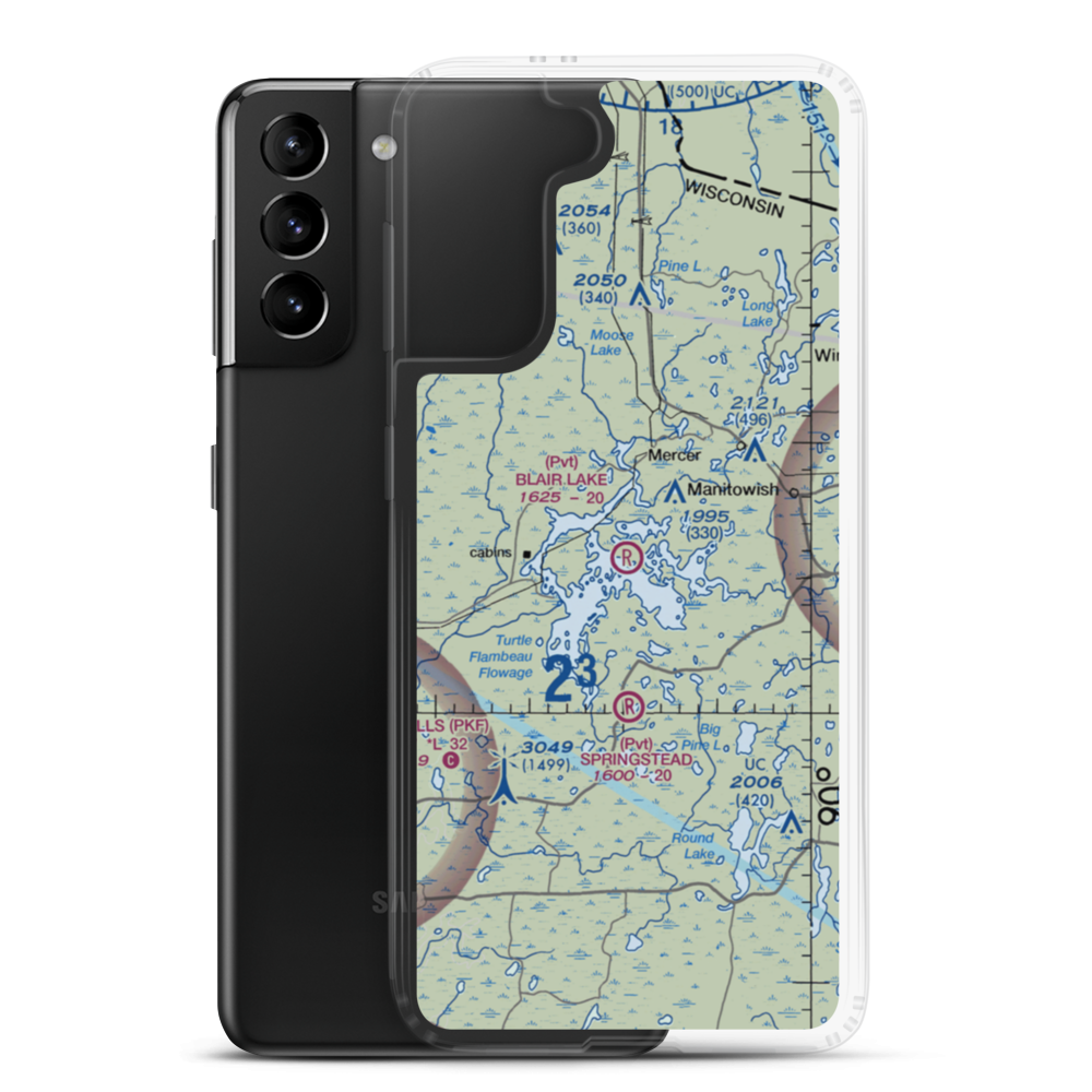 Blair Lake Airport (2WI5) VFR Sectional Samsung Case Samsung Galaxy S21 Plus model shown
