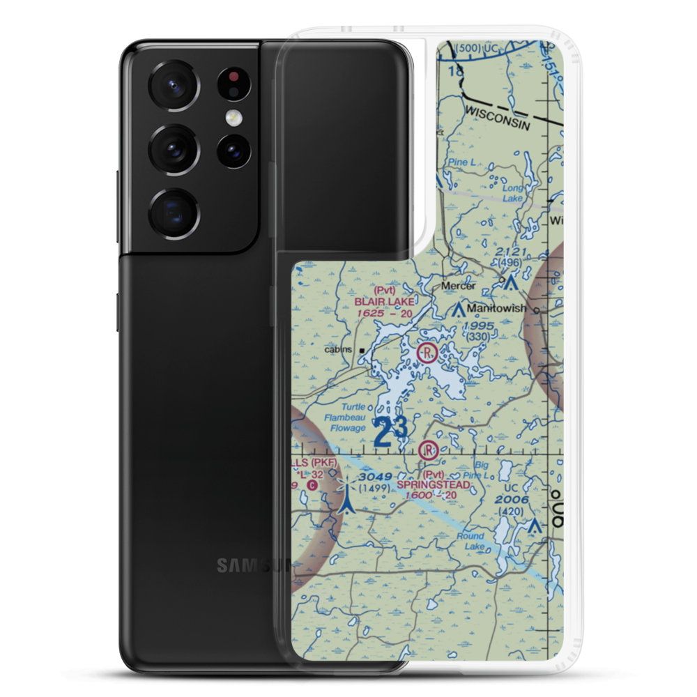 Blair Lake Airport (2WI5) VFR Sectional Samsung Case Samsung Galaxy S21 Ultra model shown