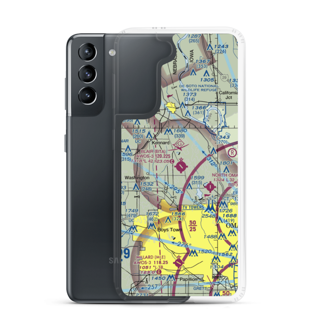 Blair Municipal Airport (BTA) VFR Sectional Samsung Case Samsung Galaxy S21 model shown