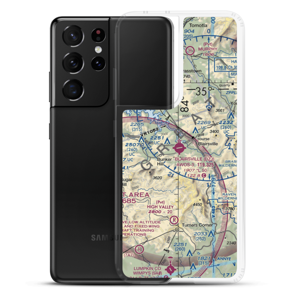 Blairsville Airport (DZJ) VFR Sectional Samsung Case Samsung Galaxy S21 Ultra model shown