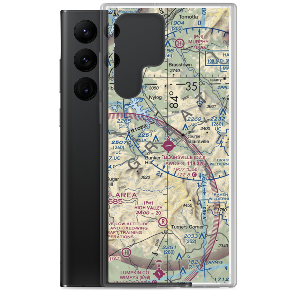 Blairsville Airport (DZJ) VFR Sectional Samsung Case Samsung Galaxy S22 Ultra model shown