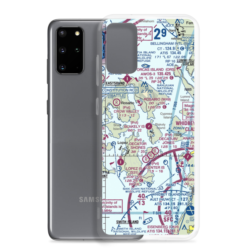 Blakely Island Airport (BYW) VFR Sectional Samsung Case Samsung Galaxy S20 Plus model shown