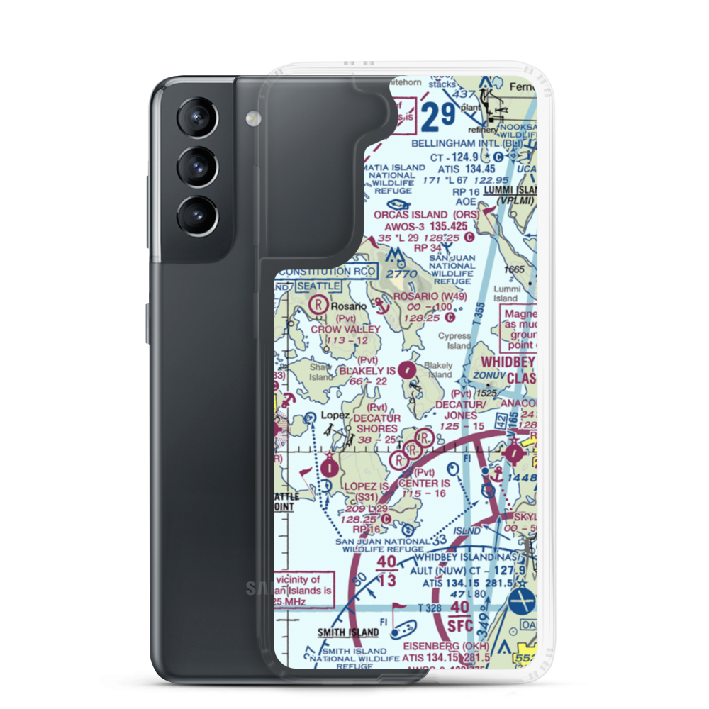 Blakely Island Airport (BYW) VFR Sectional Samsung Case Samsung Galaxy S21 model shown