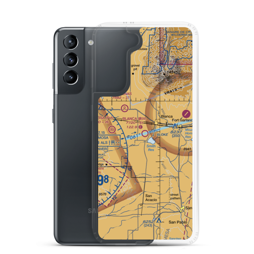 Blanca Airport (05V) VFR Sectional Samsung Case Samsung Galaxy S21 model shown