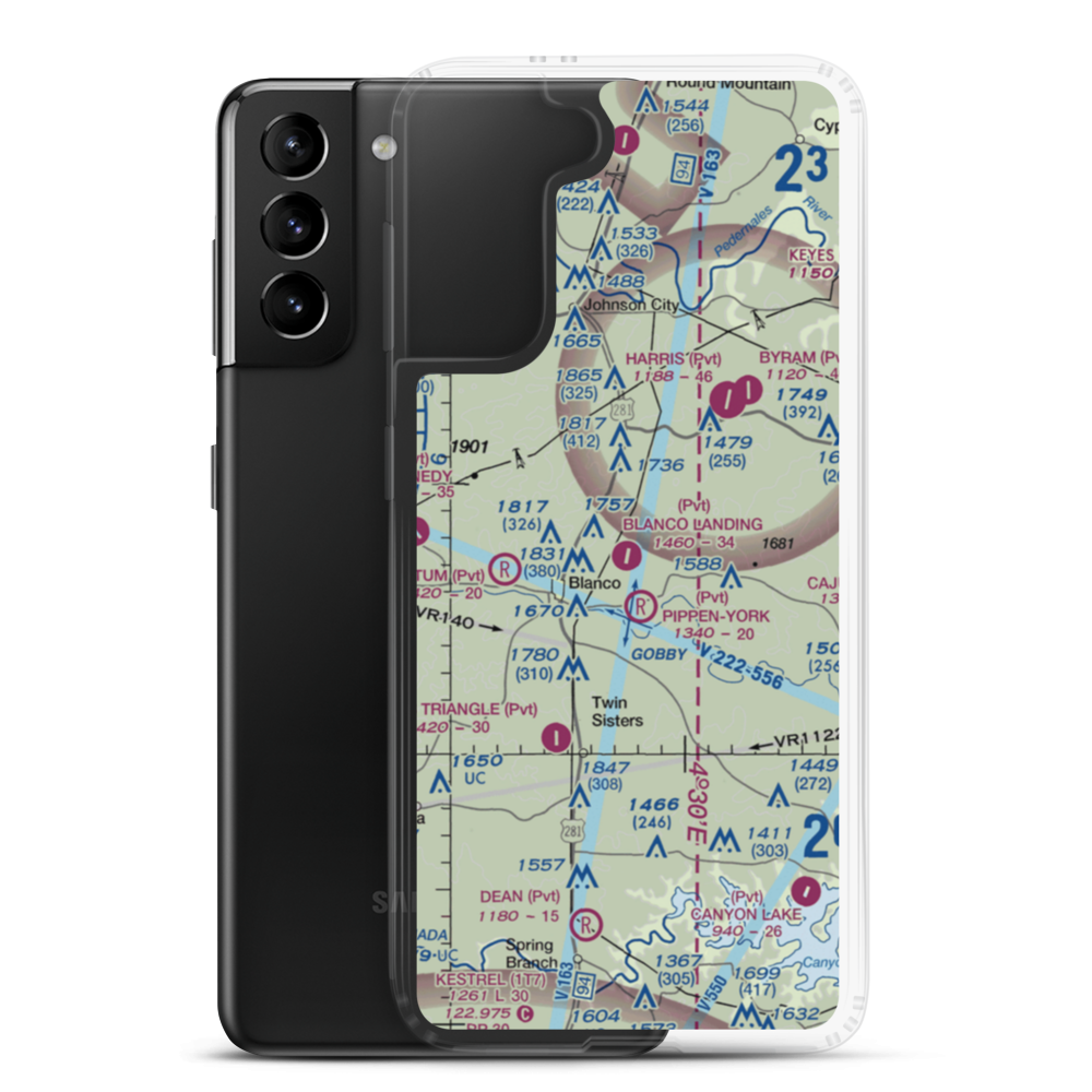 Blanco Landing Airport (3TA5) VFR Sectional Samsung Case Samsung Galaxy S21 Plus model shown