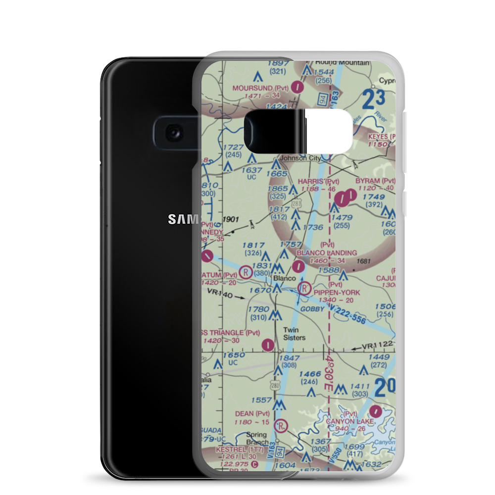 Blanco Landing Airport (3TA5) VFR Sectional Samsung Case Samsung Galaxy S10e model shown