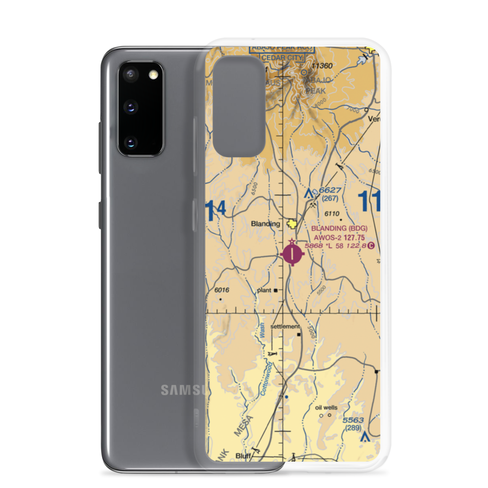 Blanding Municipal Airport (BDG) VFR Sectional Samsung Case Samsung Galaxy S20 model shown