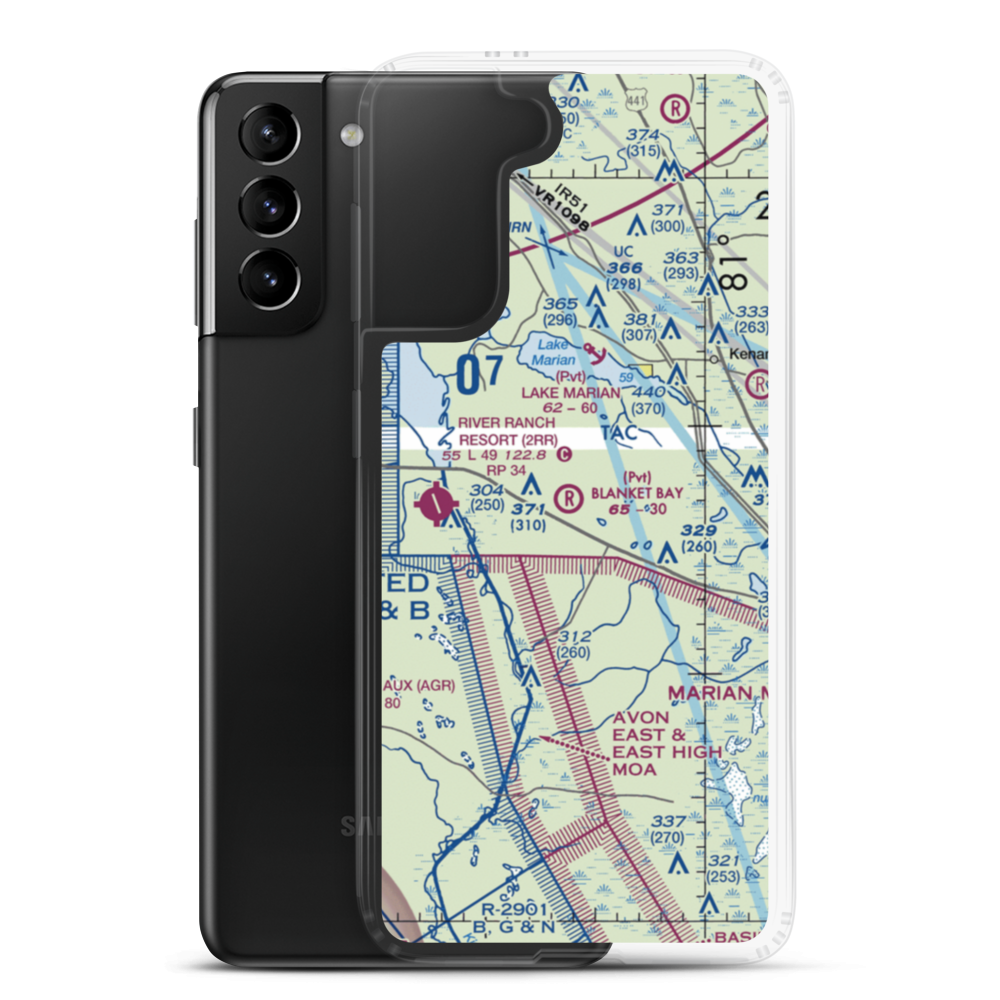 Blanket Bay Airport (6FD5) VFR Sectional Samsung Case Samsung Galaxy S21 Plus model shown